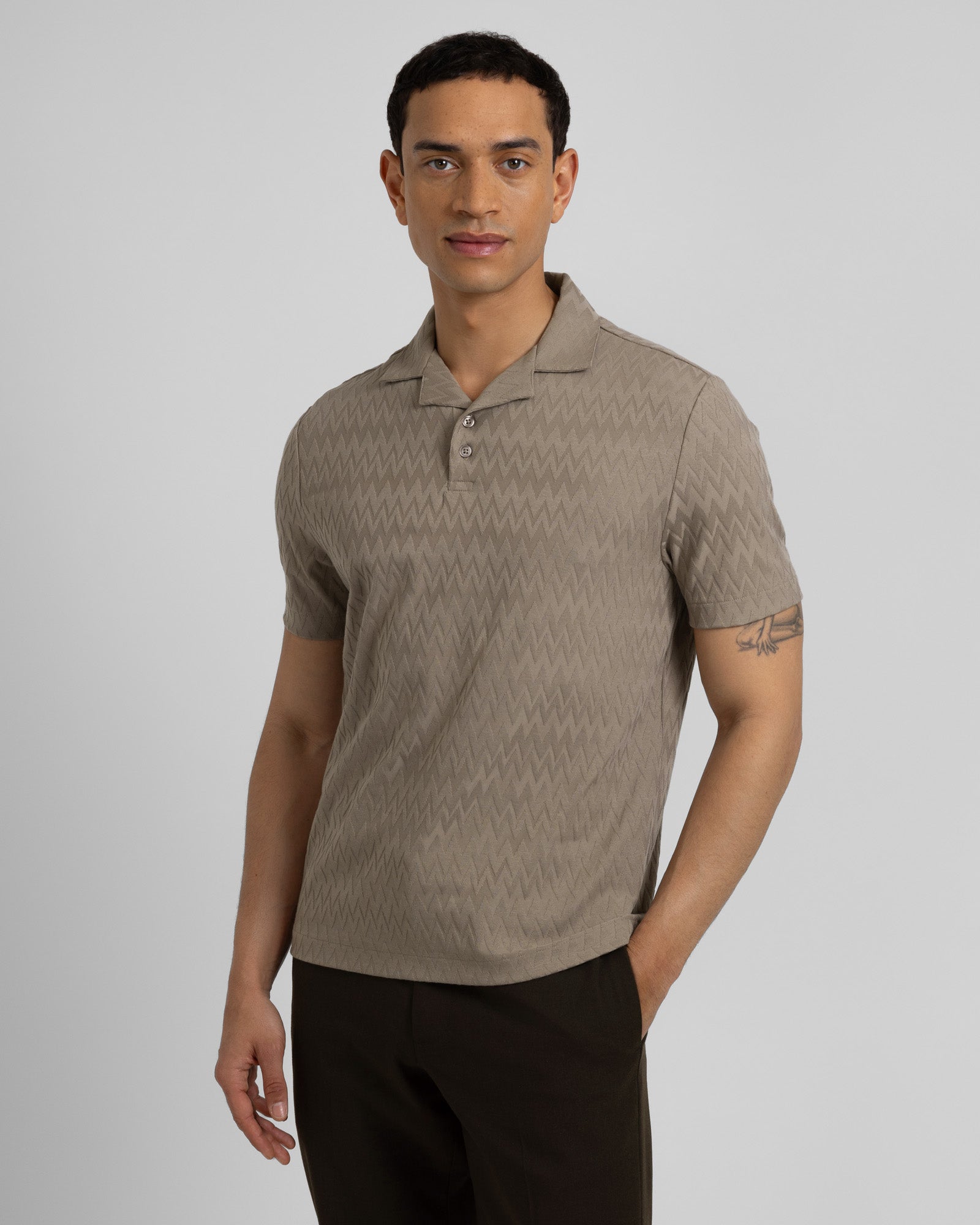 Beckton - Zigzag Textured Polo Shirt