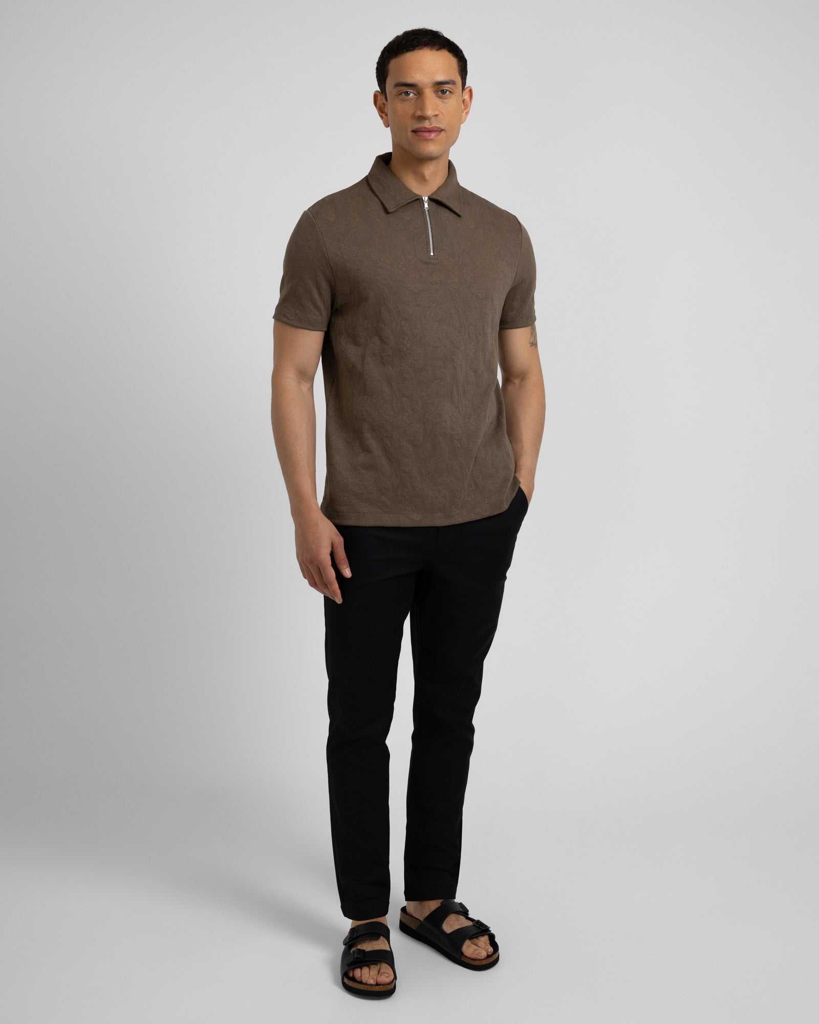 Steel & Jelly Men's Regular Fit Norwood Leaf Textured Polo Shirt