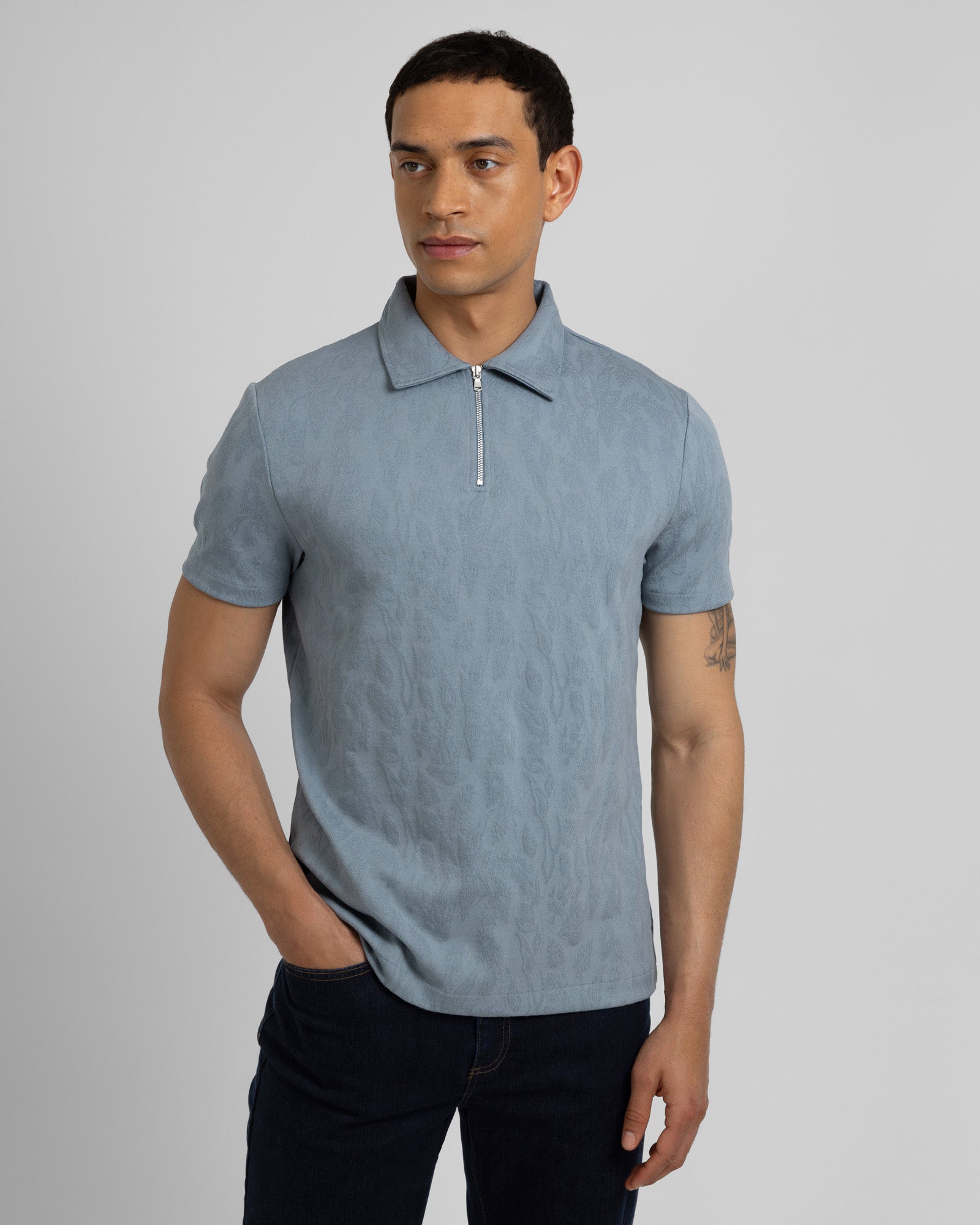 Norwood - Leaf Textured Polo Shirt