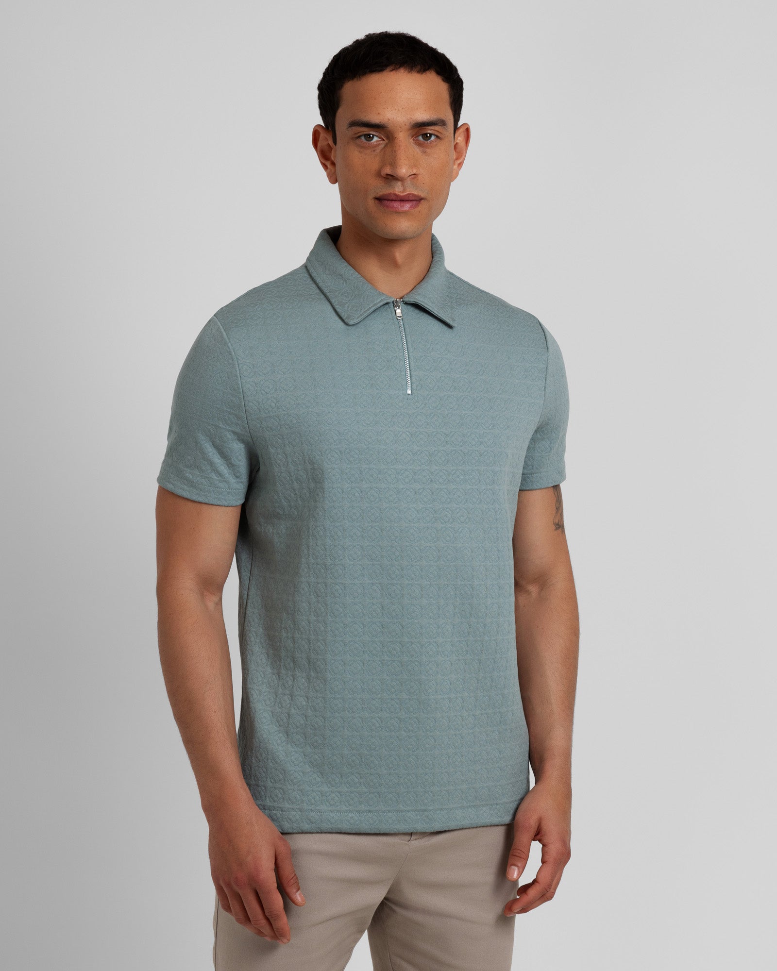 Steel & Jelly Men's Regular Fit Tile jacquard textured polo shirt