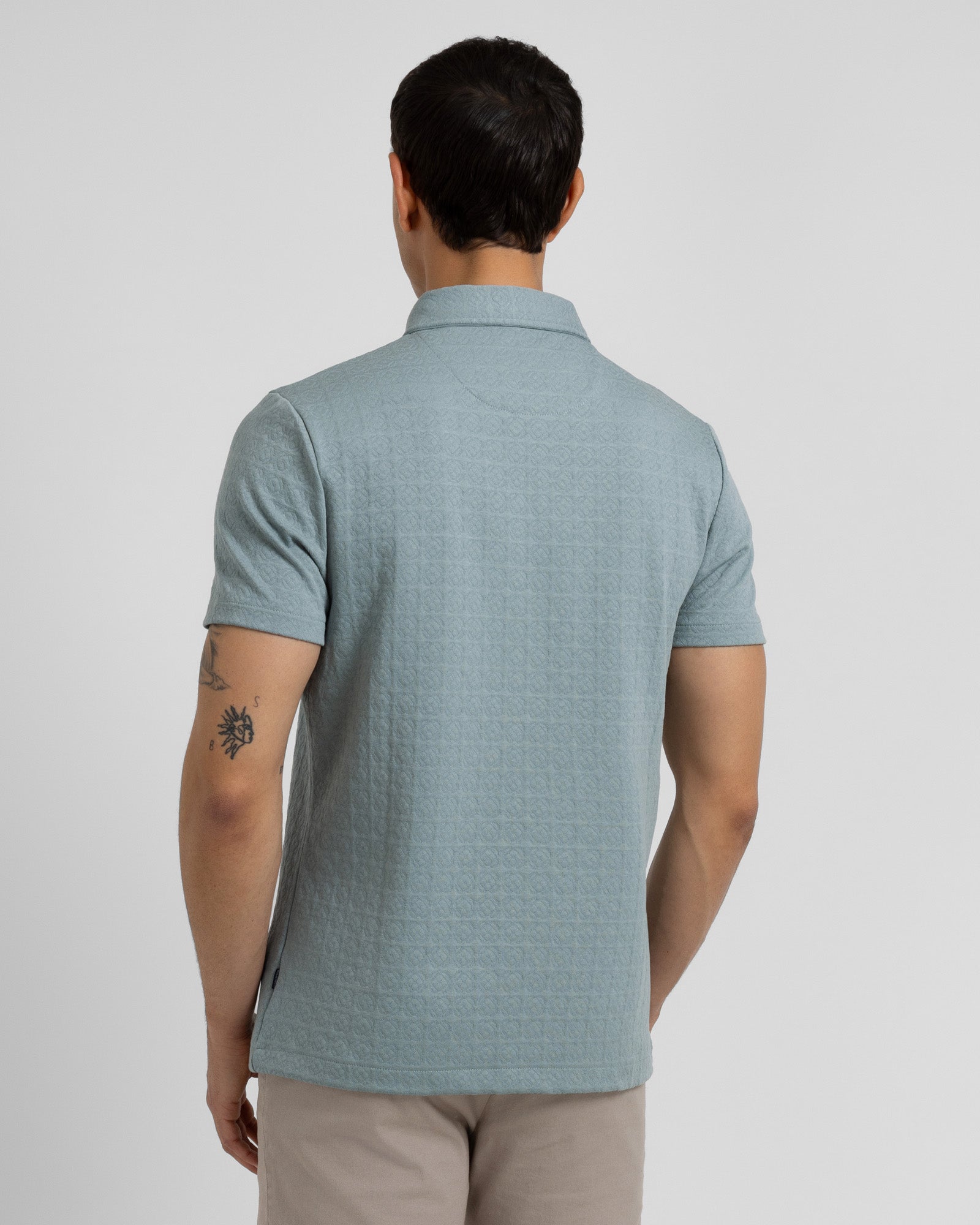 Steel & Jelly Men's Regular Fit Tile jacquard textured polo shirt