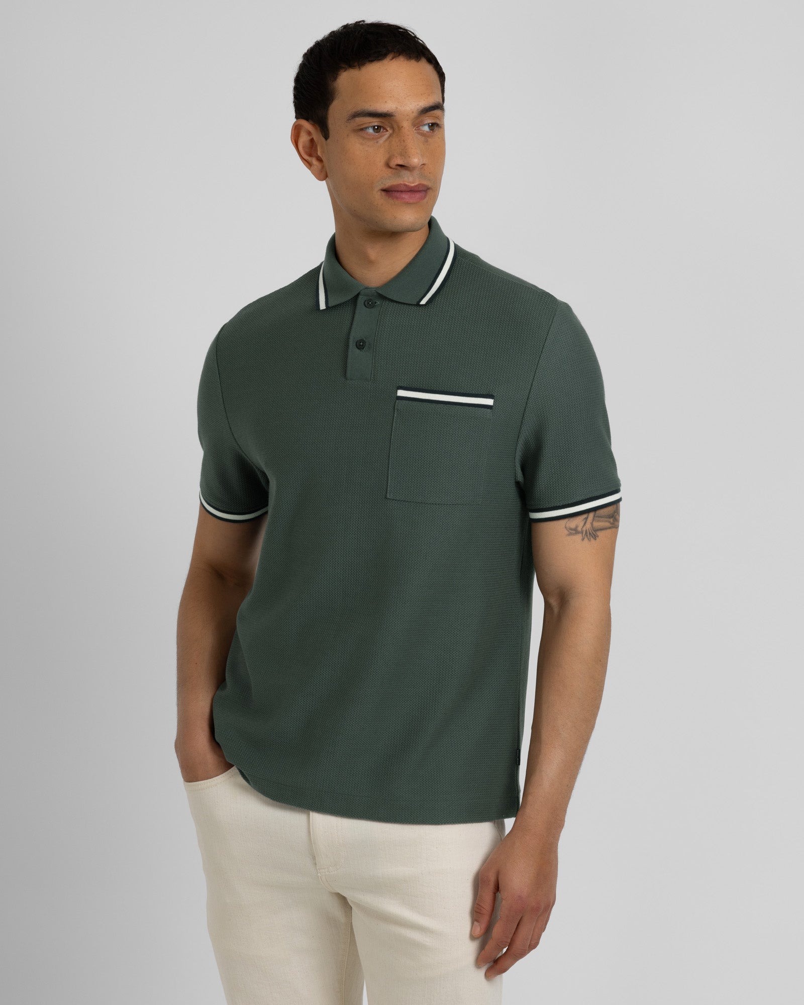Tolworth - Textured Polo Shirt With Contrast Rib