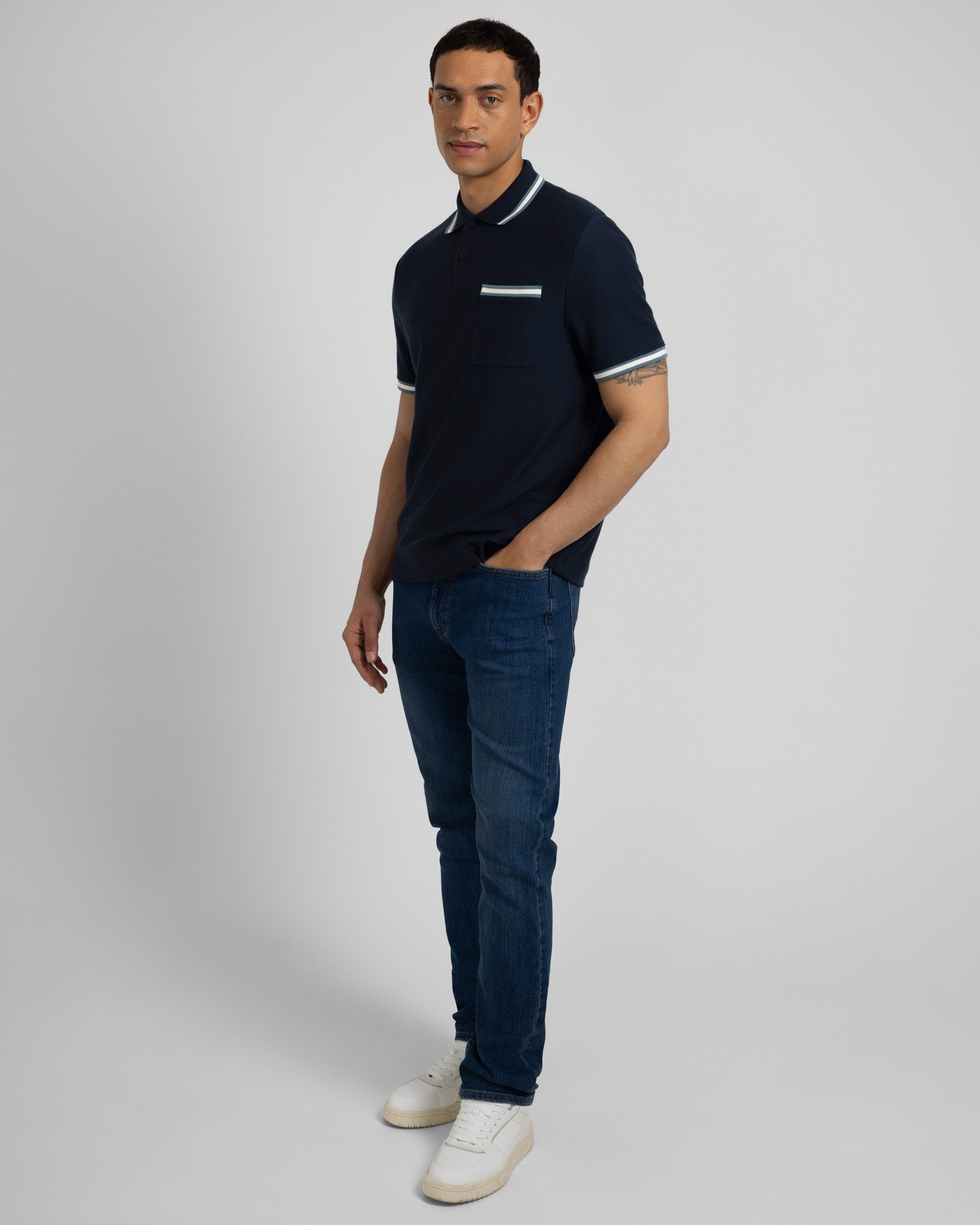 Tolworth - Textured Polo Shirt With Contrast Rib