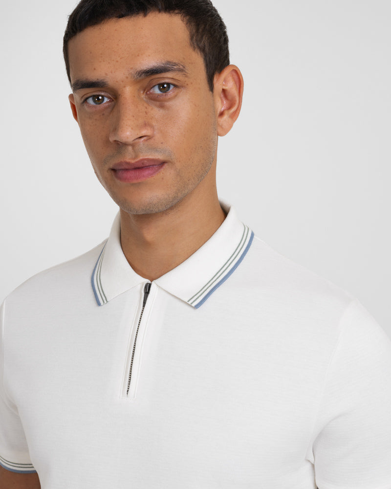 Widmore - Zip Polo With Contrast Tipping