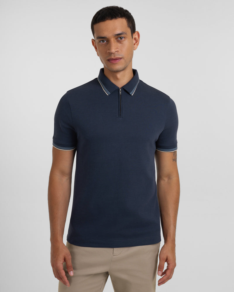 Widmore - Zip Polo With Contrast Tipping