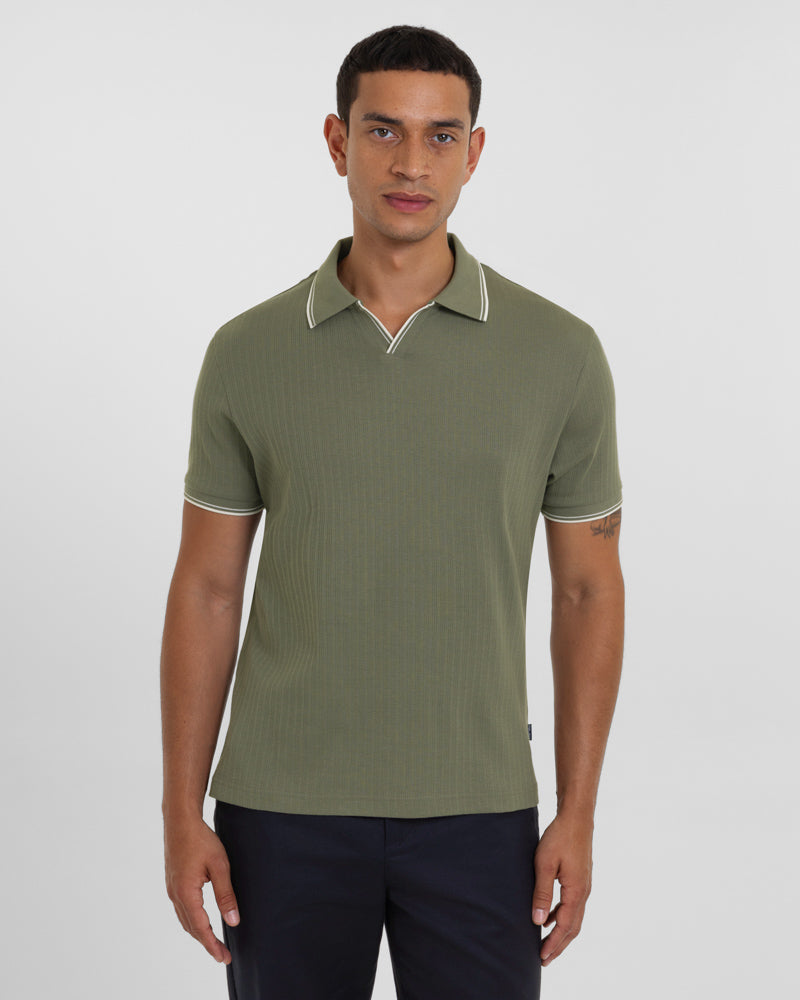 Bell - Ribbed Polo With Contrast Tipping