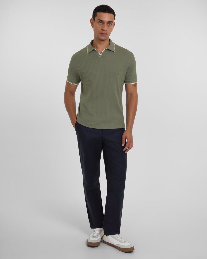 Bell - Ribbed Polo With Contrast Tipping