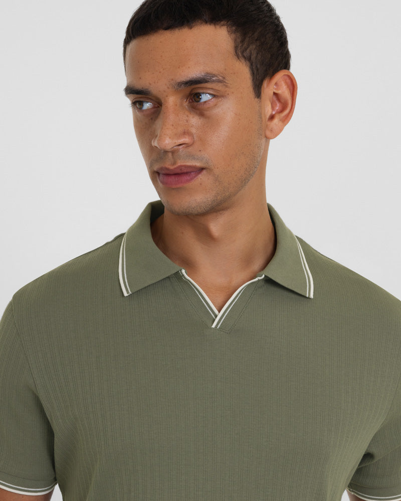 Bell - Ribbed Polo With Contrast Tipping