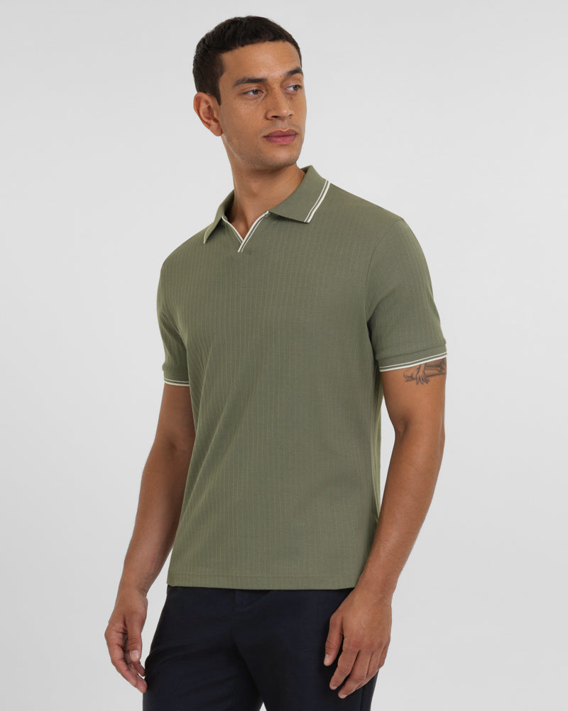Bell - Ribbed Polo With Contrast Tipping
