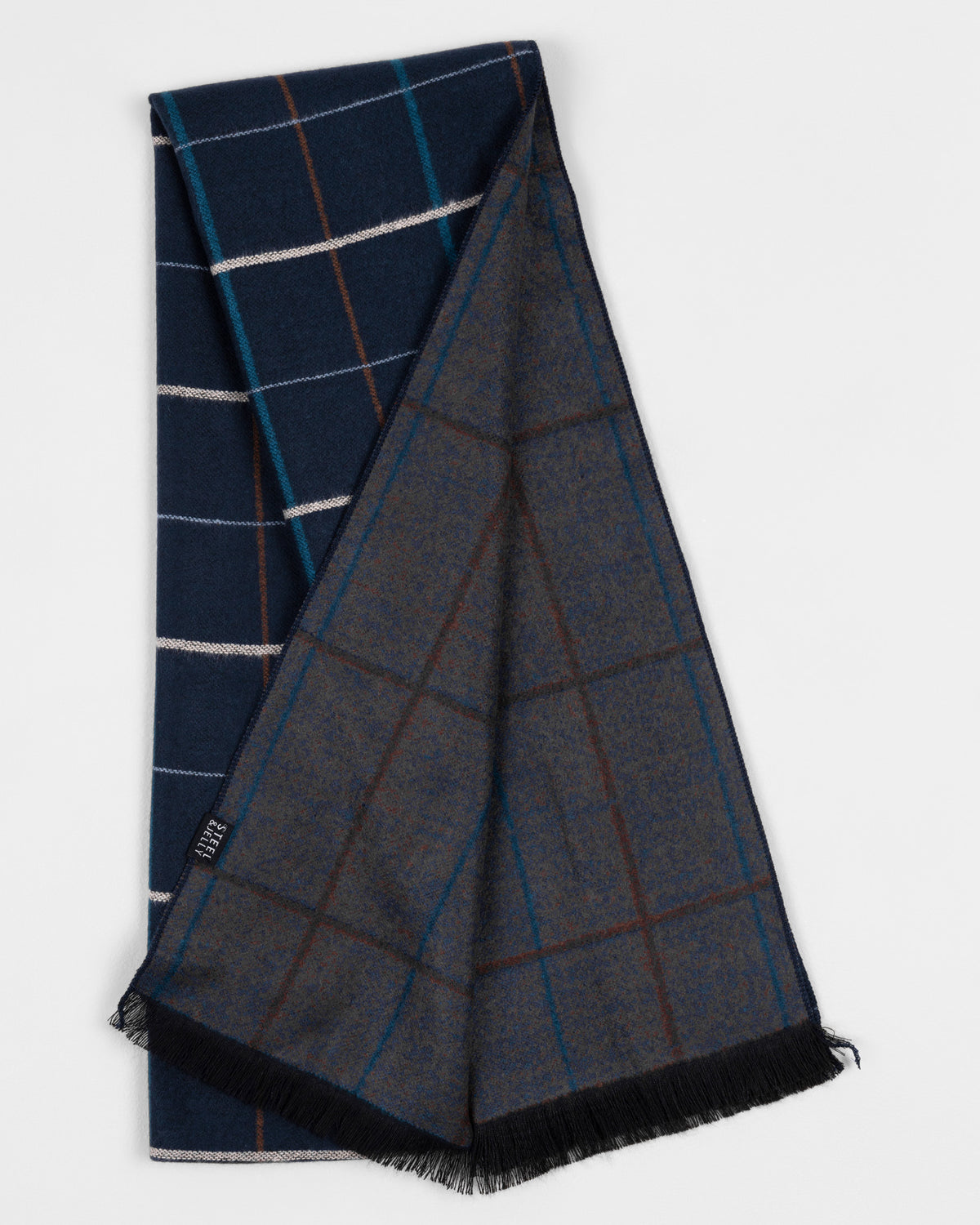 Kilsby – Navy Multi Colour Check Scarf