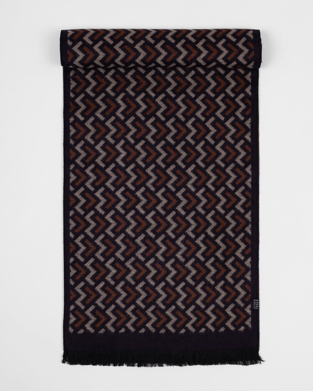 Cley – Navy Geometric Patterned Scarf