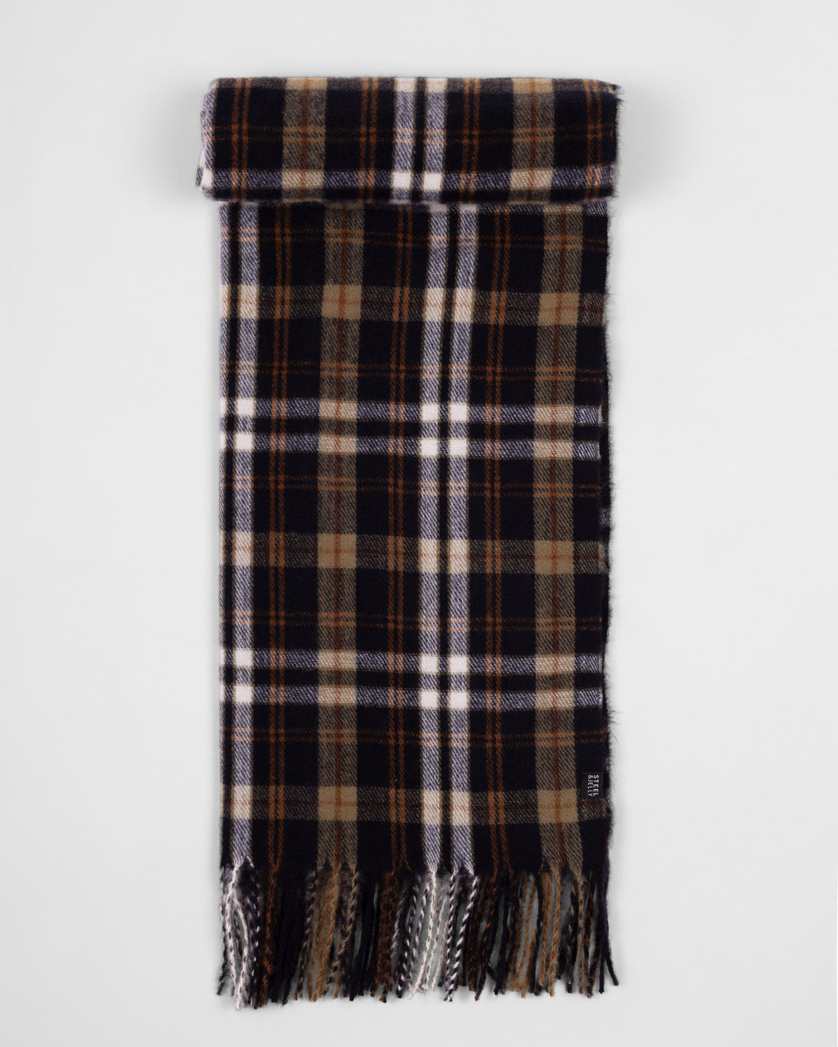 Milford – Navy and Rust Check Oversized Scarf