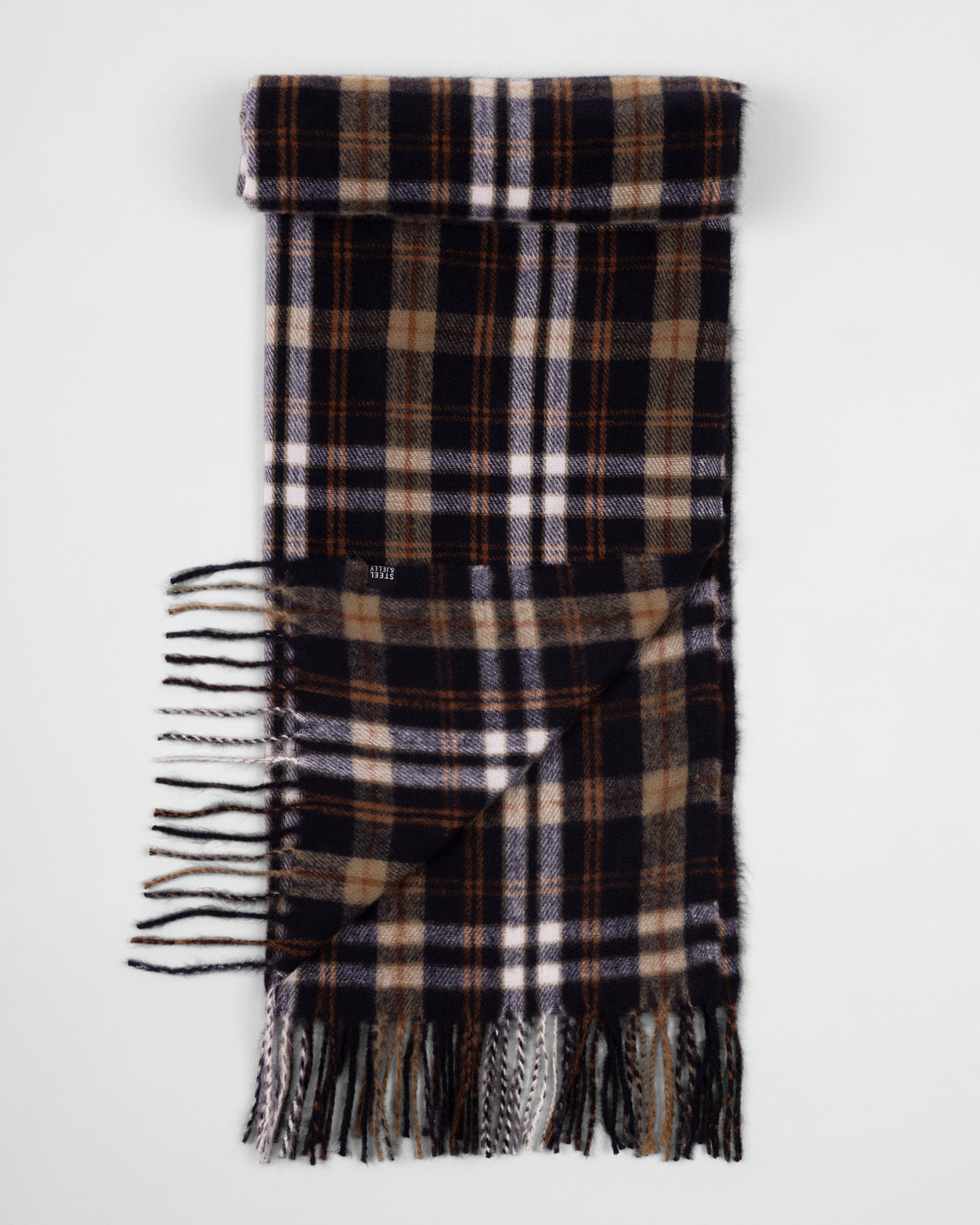 Milford – Navy and Rust Check Oversized Scarf