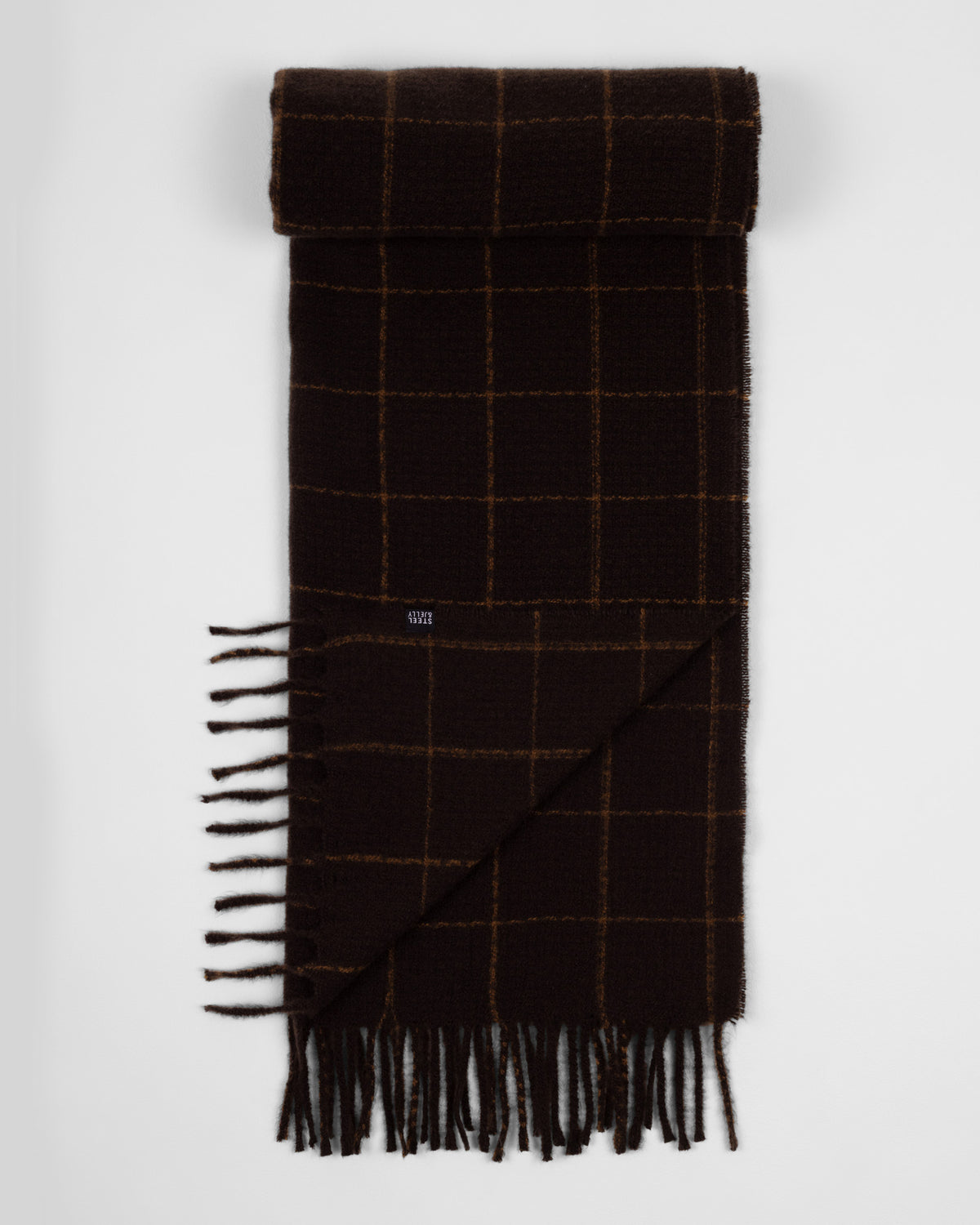 Apley – Brown with Rust Windowpane Check Oversized Scarf
