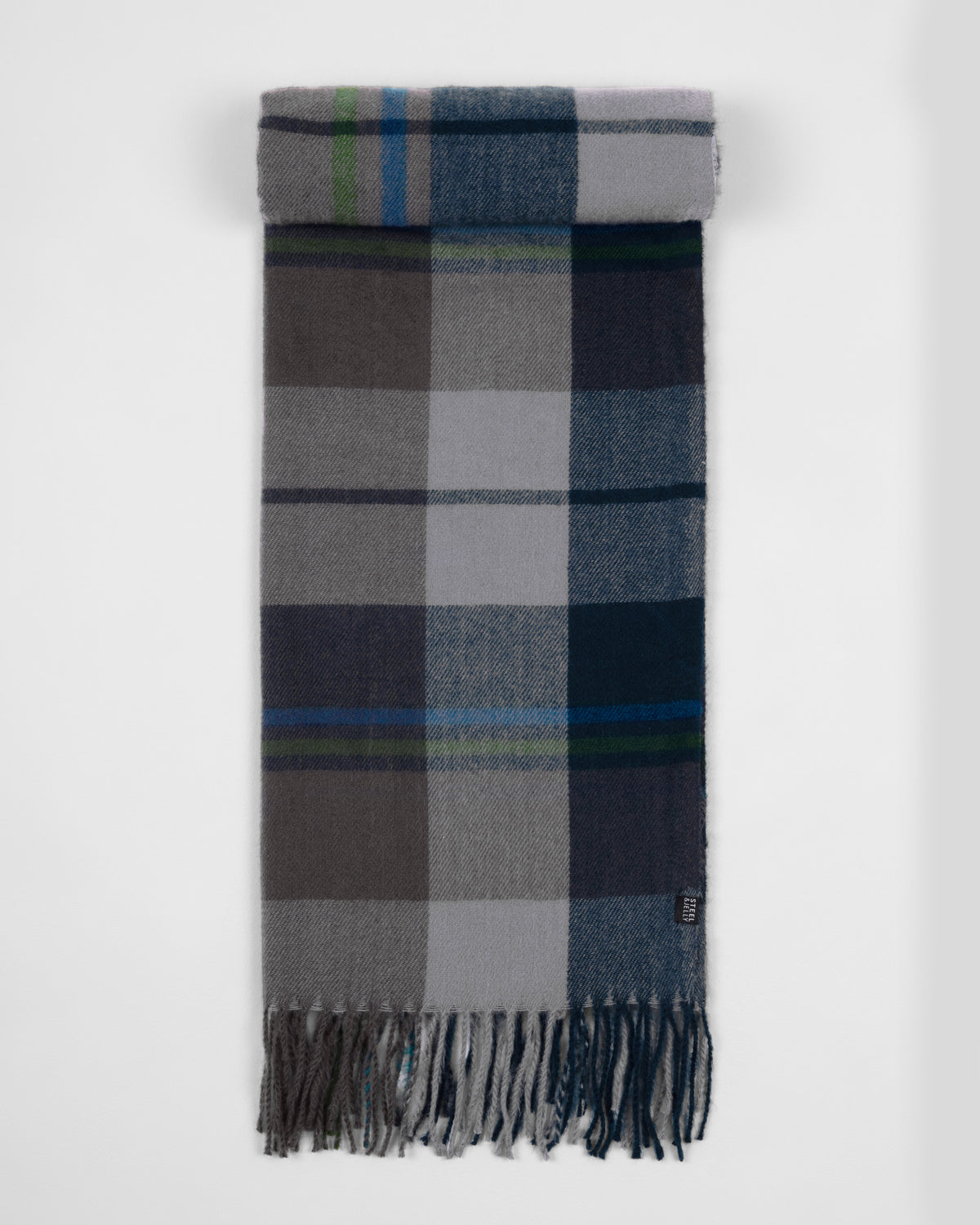 Nuthurst – Navy and Green Check Oversized Scarf