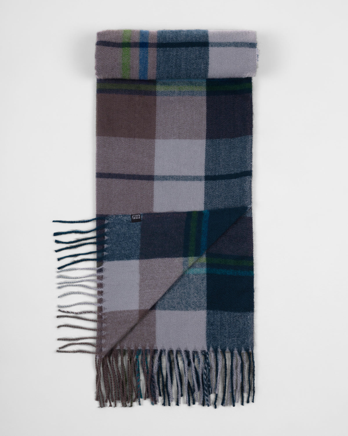 Nuthurst – Navy and Green Check Oversized Scarf