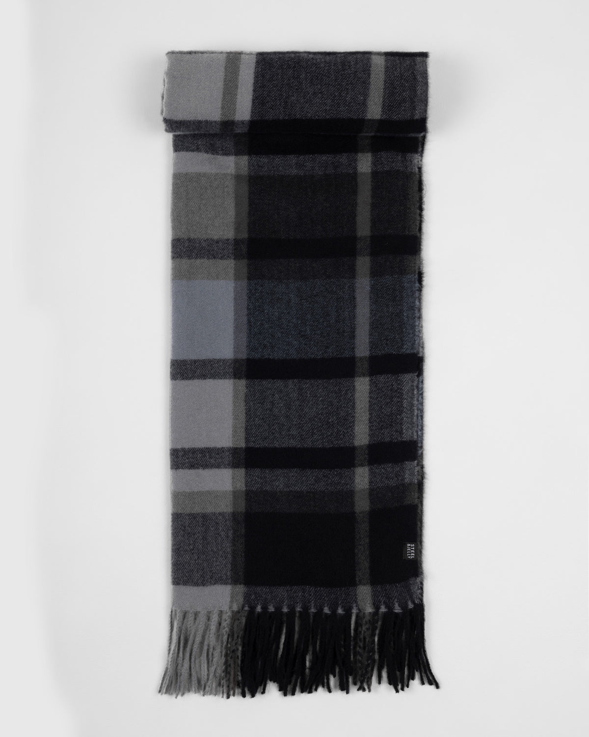 Mossley – Grey and Black Check Oversized Scarf