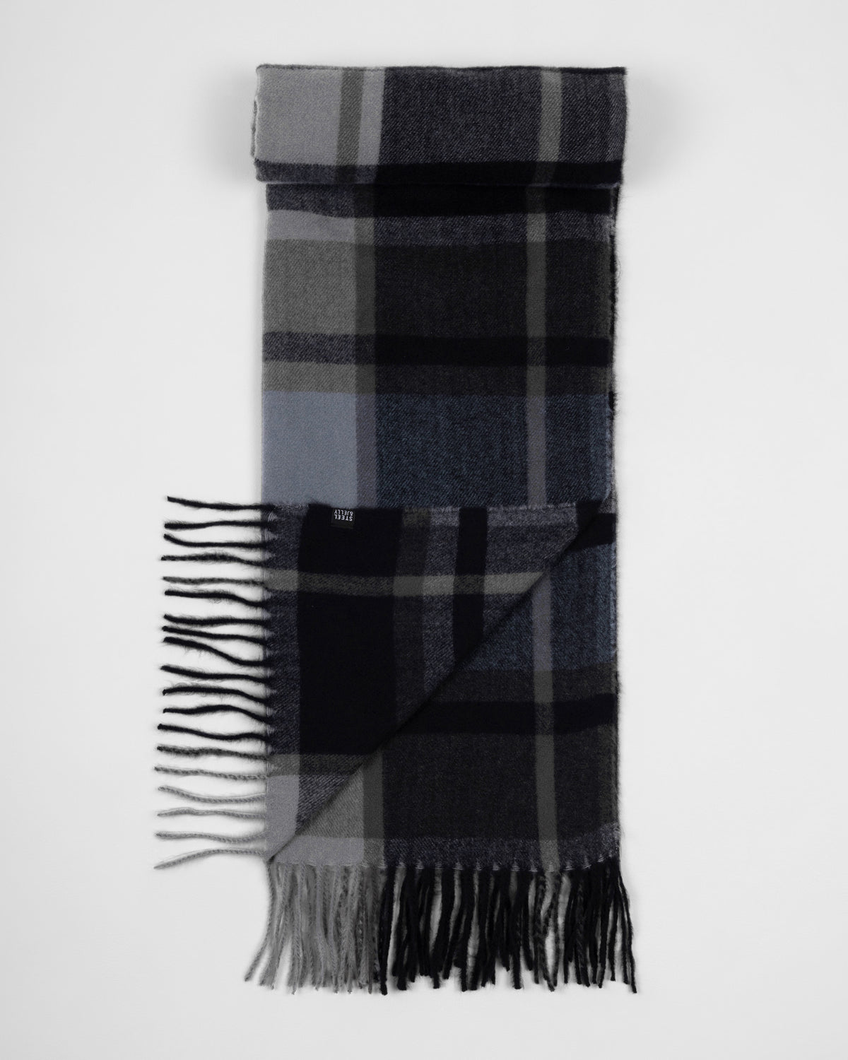 Mossley – Grey and Black Check Oversized Scarf