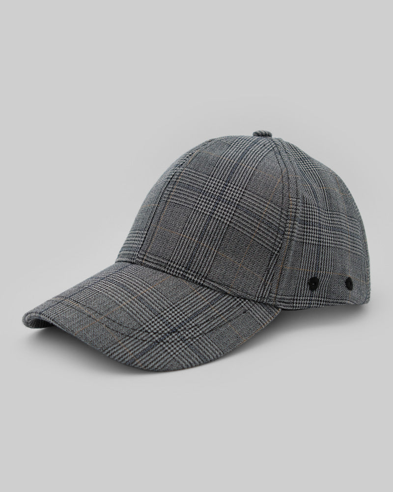 Grey Check Baseball Cap