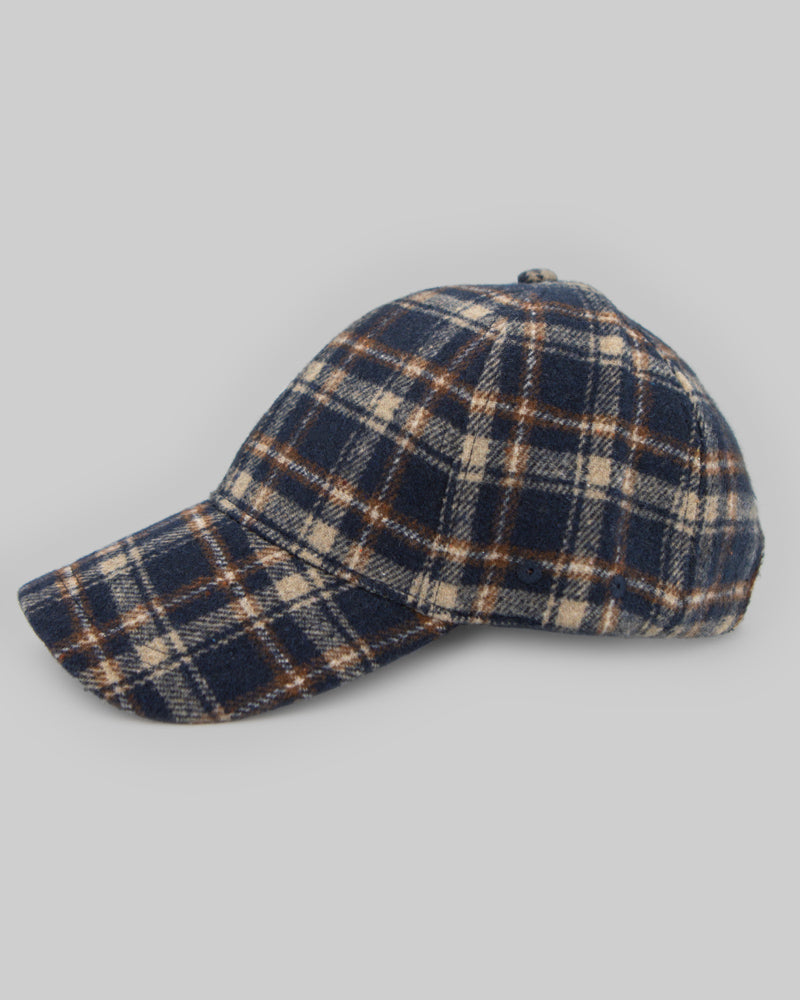 Steel & Jelly Men's Navy And Camel Check Baseball Cap
