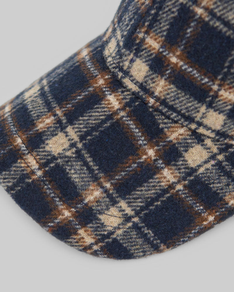 Navy and Camel Check Baseball Cap