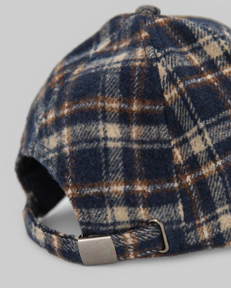 Navy and Camel Check Baseball Cap