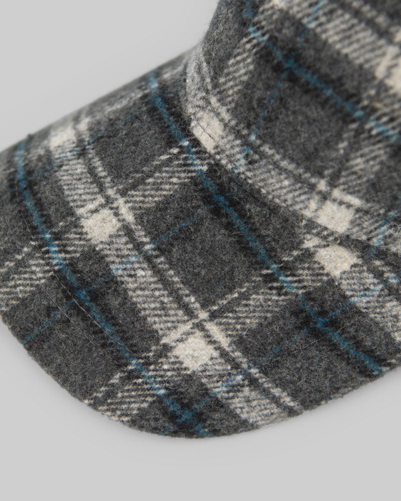 Grey and Teal Check Baseball Cap