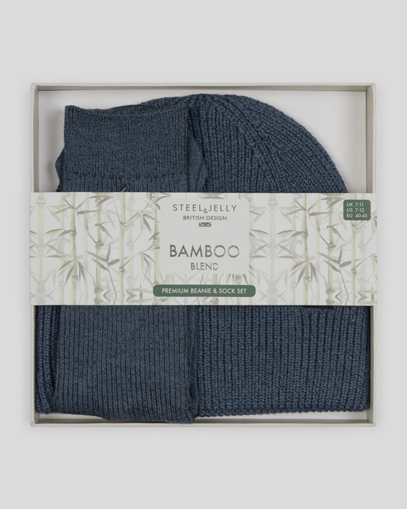 Steel & Jelly Men’s Lester Navy Bamboo Blend Beanie & Sock Set
