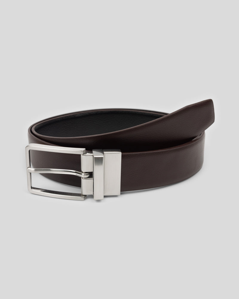 Steel & Jelly Men’s Chidham Brown & Black Reversible Leather Belt