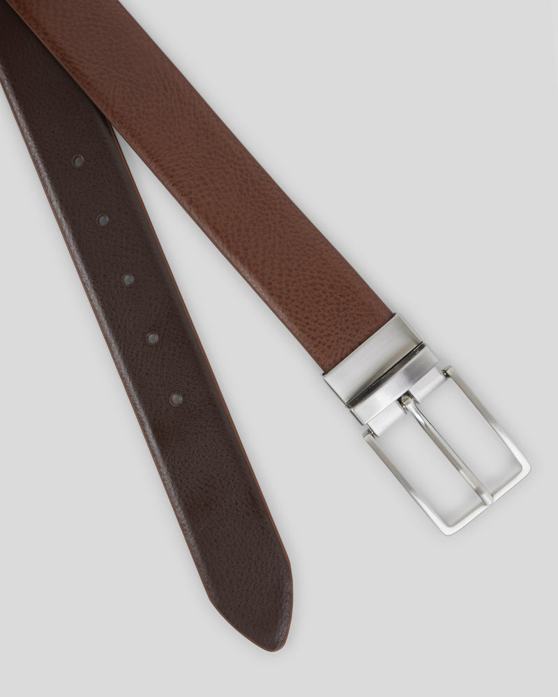 Steel & Jelly Men’s Graffham Dark Brown & Tan Reversible Leather Belt