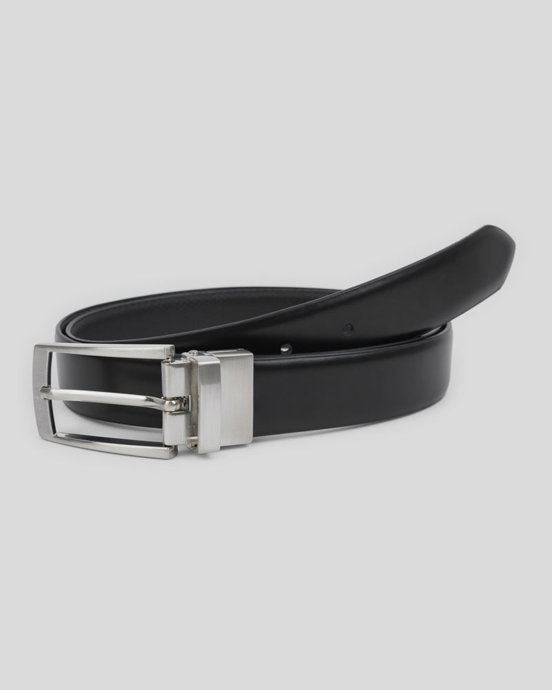 Steel & Jelly Men’s Egdean Black Reversible Textured Leather Belt