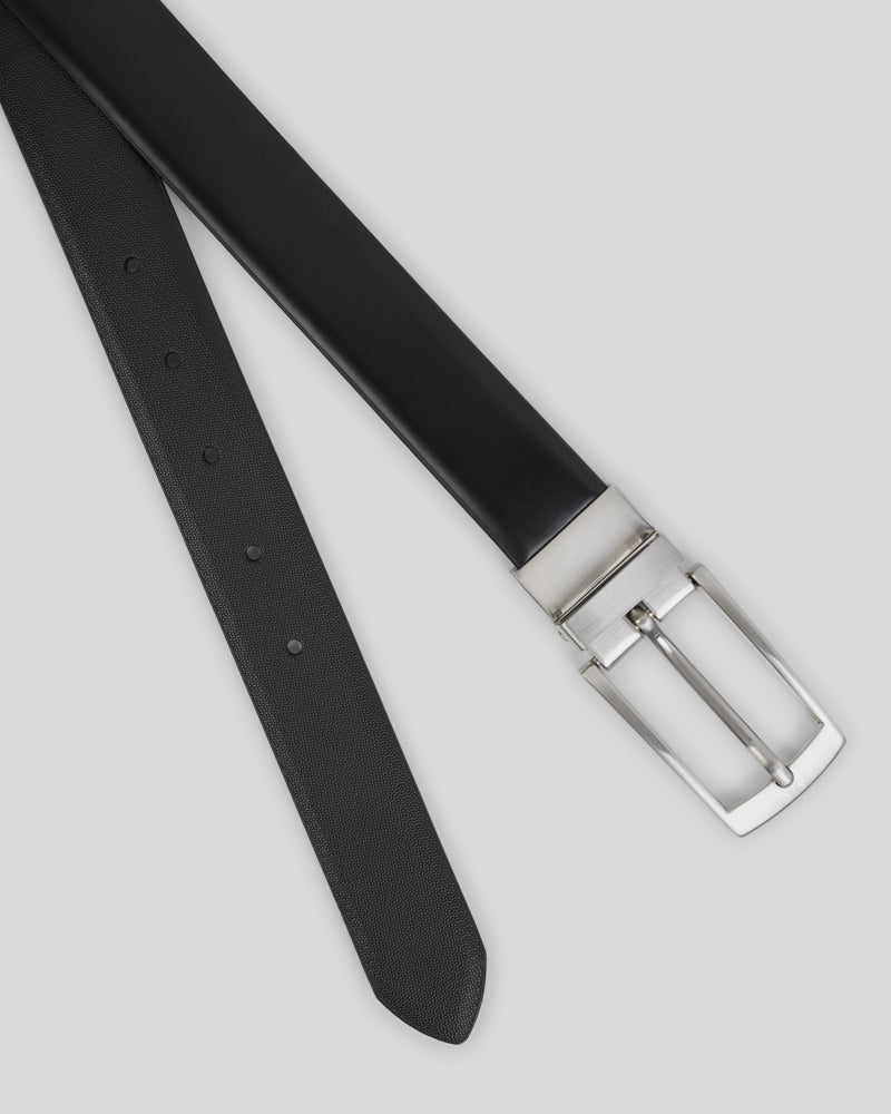 Steel & Jelly Men’s Egdean Black Reversible Textured Leather Belt