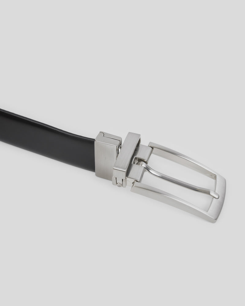 Steel & Jelly Men’s Egdean Black Reversible Textured Leather Belt