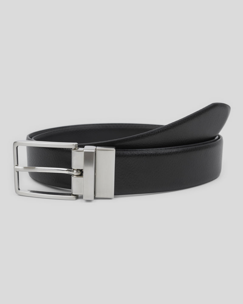 Steel & Jelly Men’s Lowfield Textured Black Reversible Leather Belt