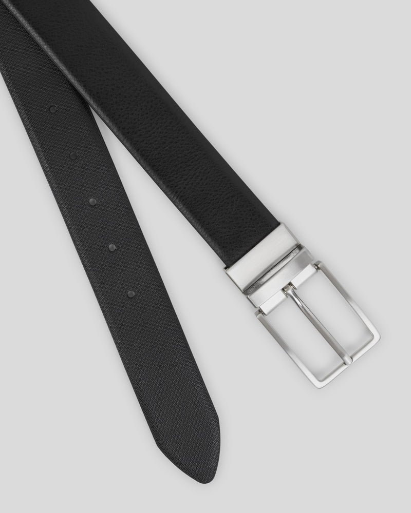 Steel & Jelly Men’s Lowfield Textured Black Reversible Leather Belt