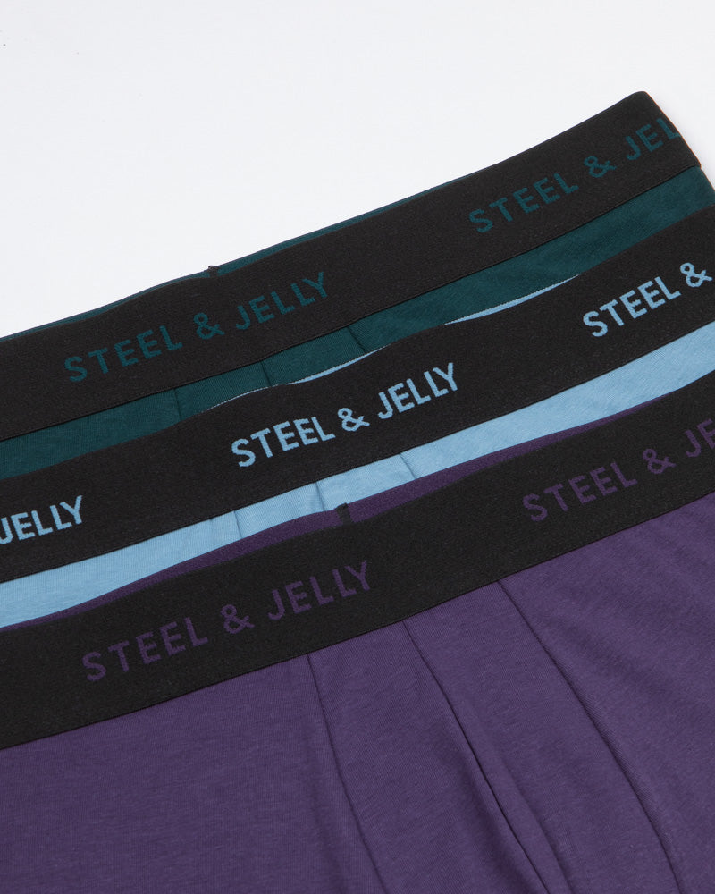 Purple, Blue & Green 3 Pack Boxers