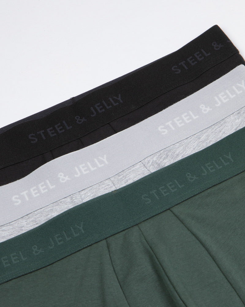 Khaki, Grey & Black 3 Pack Boxers