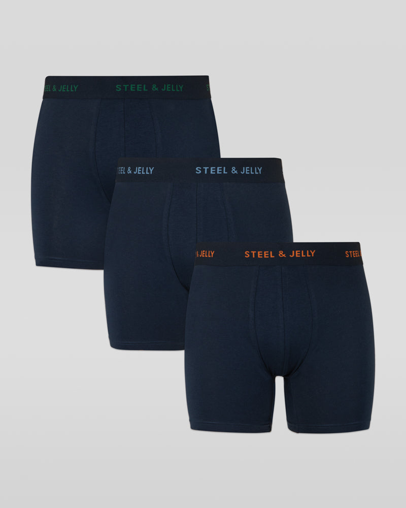 Steel & Jelly Men’s Three Pack Boxers In Navy