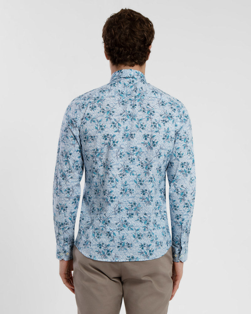 Floral Print Long Sleeve Stretch Shirt
