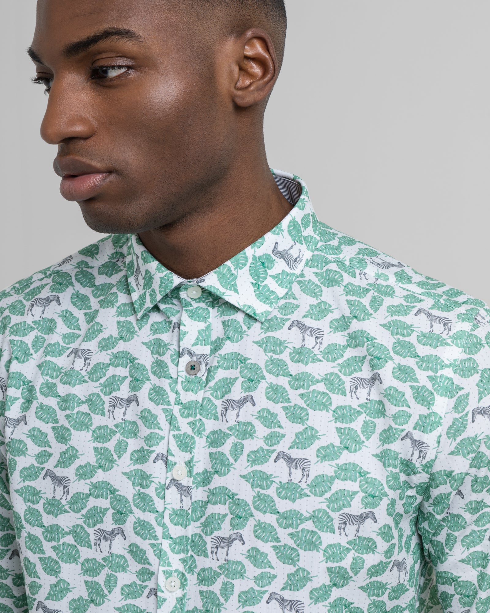 Limited Edition Zebra & Leaf Print Long Sleeve Shirt