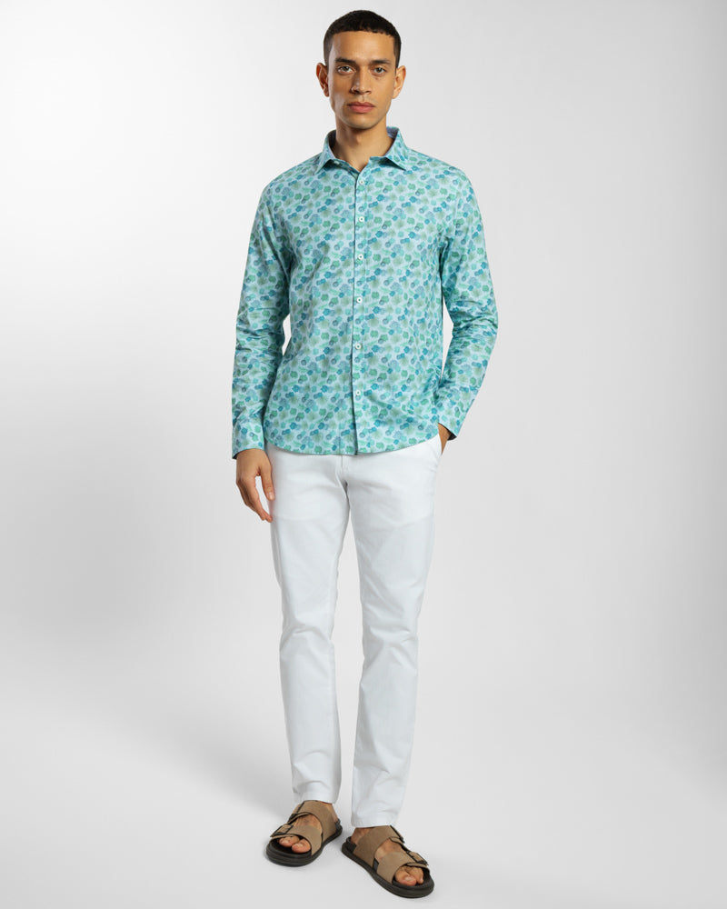 Limited Edition Floral & Fern Leaf Print Long Sleeve Shirt