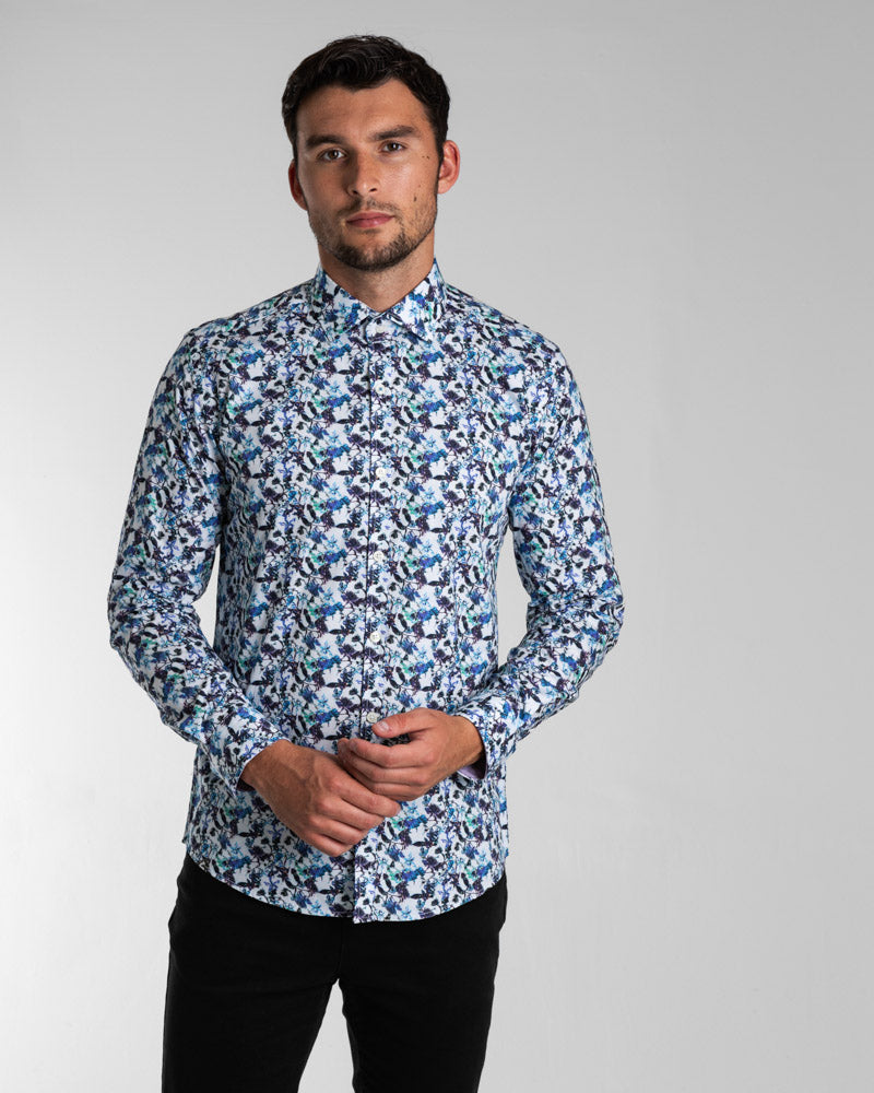 Limited Edition Blue Floral Print Long Sleeve Shirt