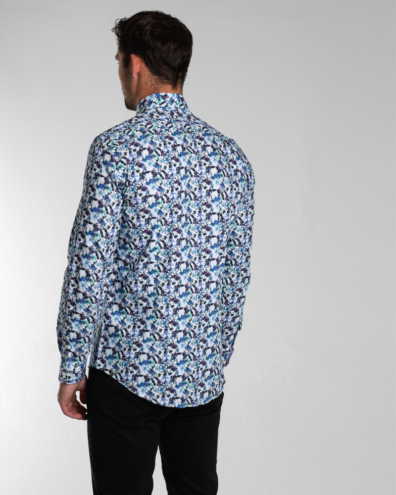 Limited Edition Blue Floral Print Long Sleeve Shirt