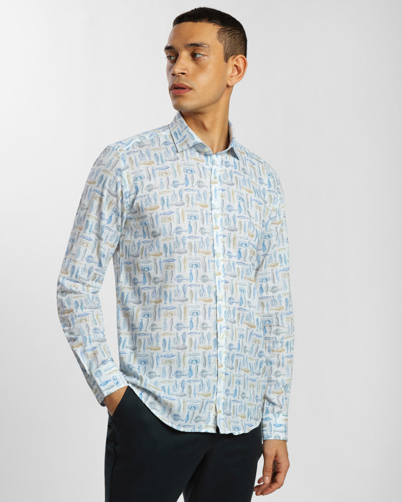 Limited Edition Marine Illustration Print Long Sleeve Shirt