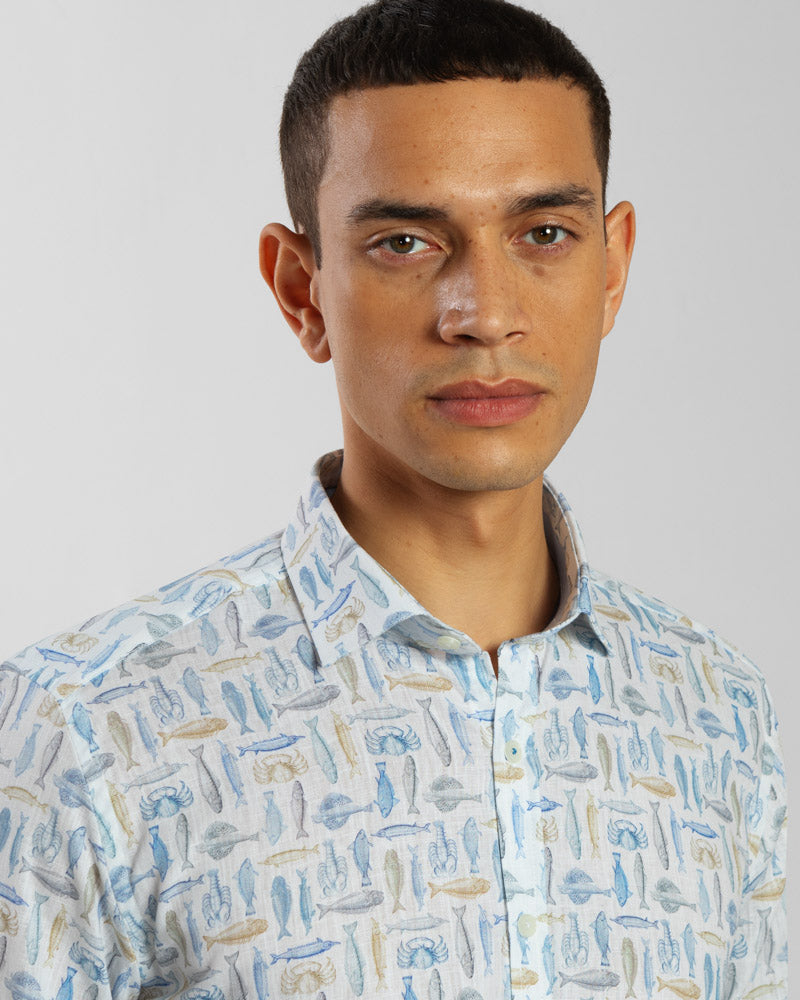 Limited Edition Marine Illustration Print Long Sleeve Shirt