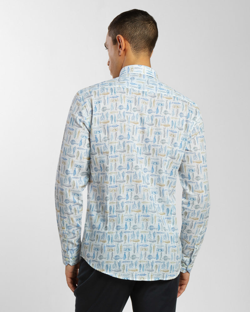 Limited Edition Marine Illustration Print Long Sleeve Shirt