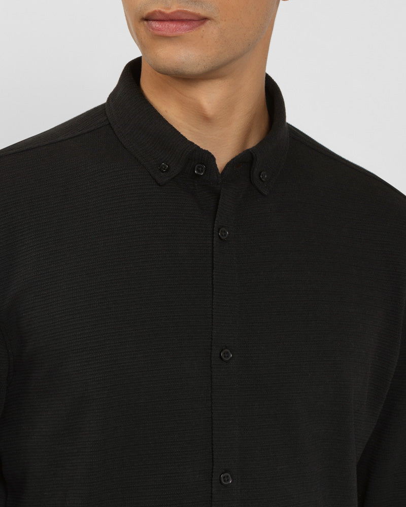 Textured Long Sleeve Jersey Shirt