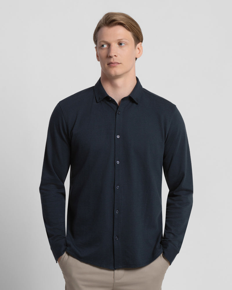 Textured Long Sleeve Jersey Shirt