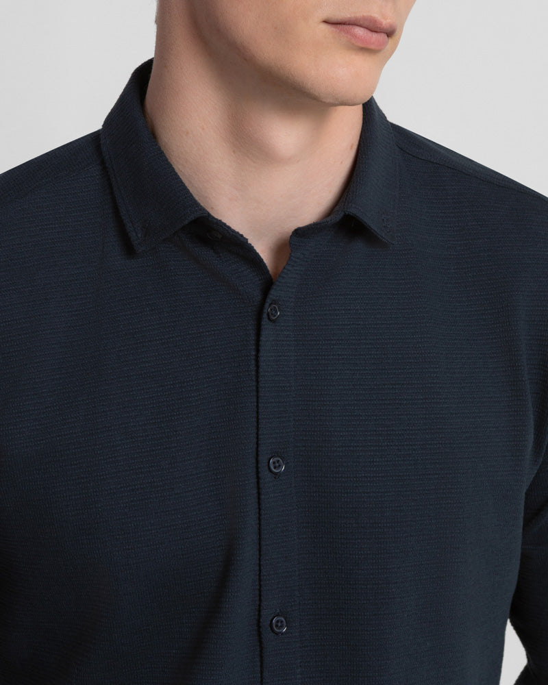 Textured Long Sleeve Jersey Shirt