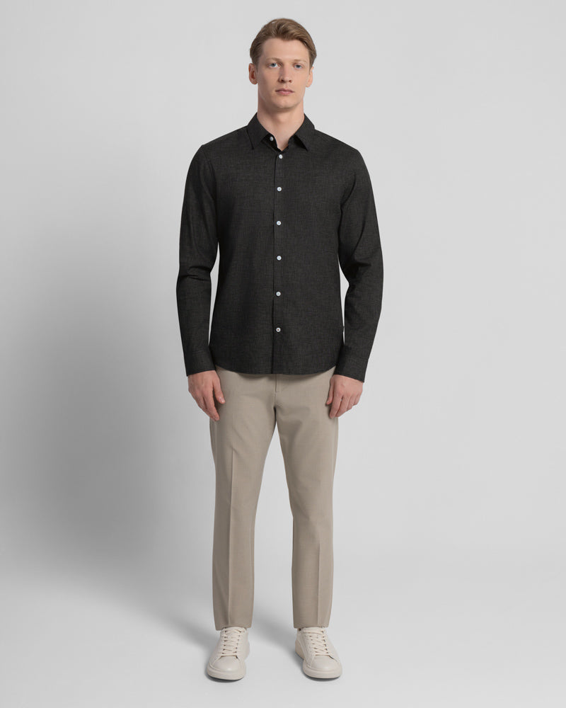 Slub Texture Long Sleeve Casual Shirt